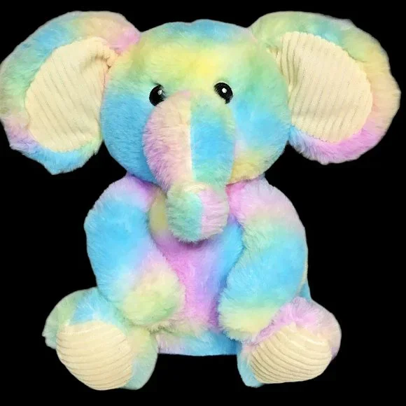 Spark Create Imagine Elephant Multicolor Tie Dye Rattle Crinkle Toy Plush 9" - Picture 2 of 8